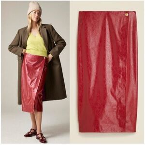 J. Crew laminated linen wrap skirt NWT